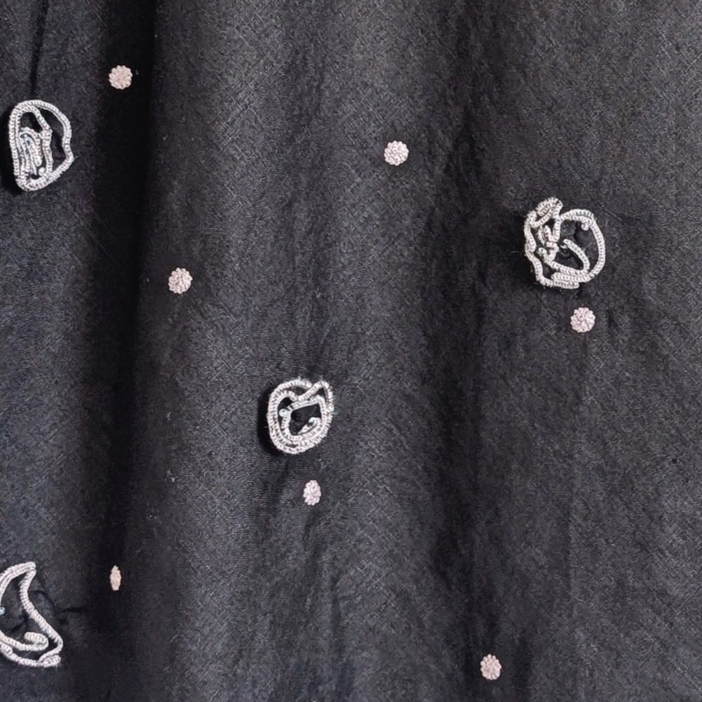 Richard Malcom Vtg 90s Cottage Fairy Embellished Flowers Irish Linen Midi Skirt - Picture 6 of 9